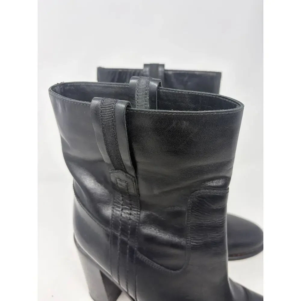 Kate Spade Baise heeled boots 10M black leather pull on almond toe